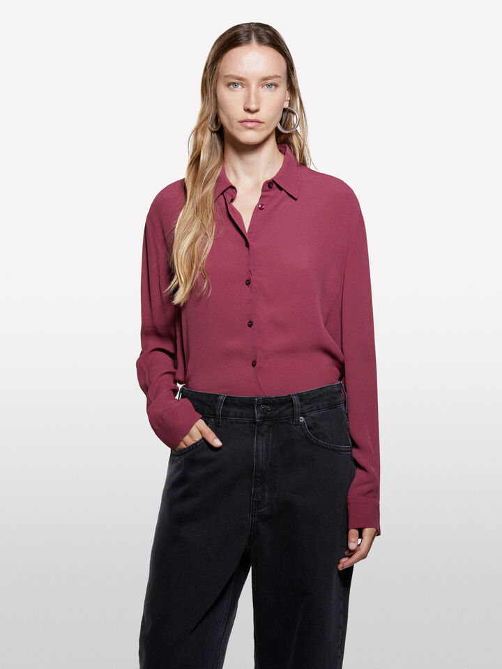 Burgundy oversized shirt - women's shirts - Burgundy | Sisley image number 3